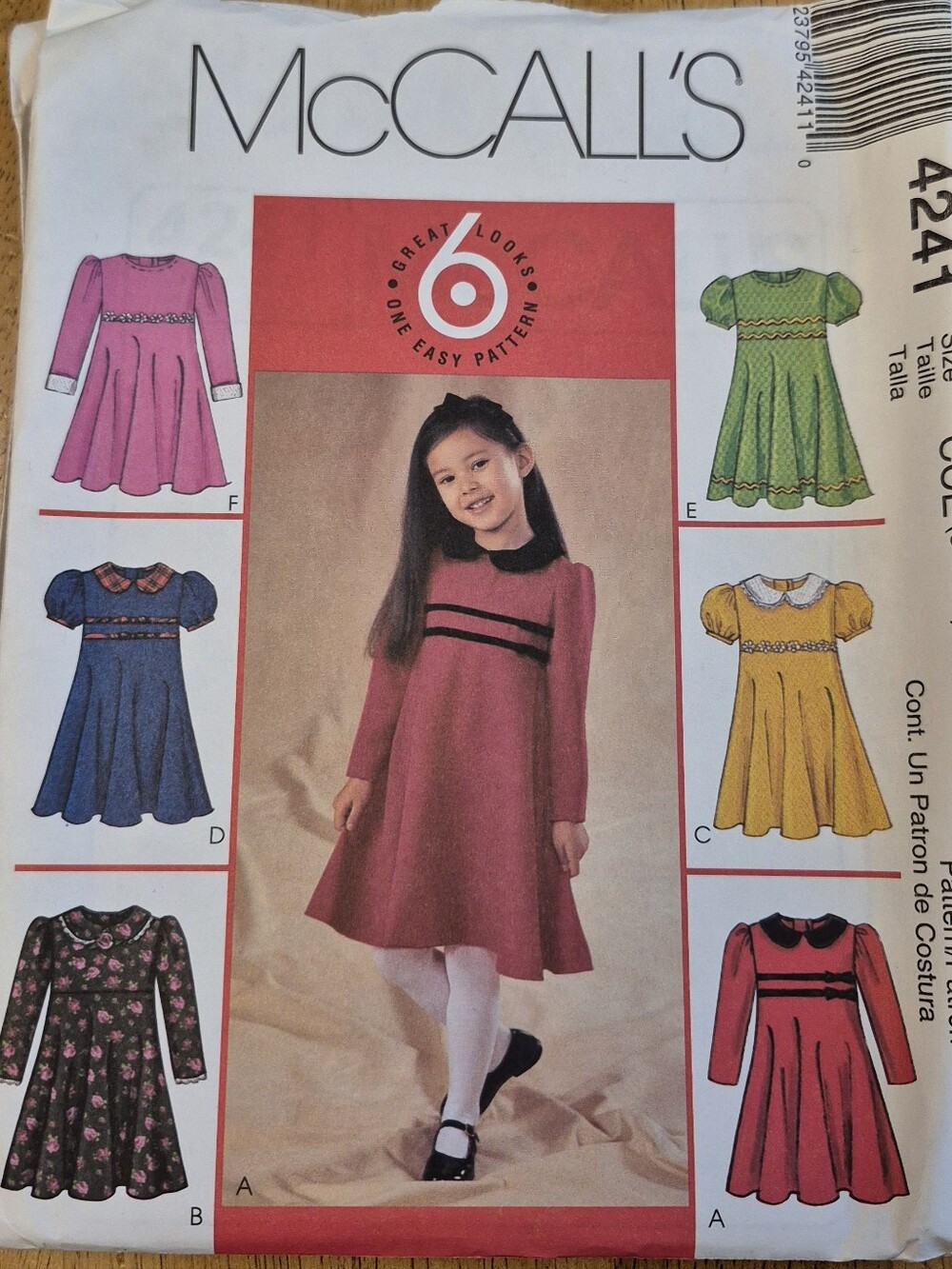 McCall's 4241 sewing pattern for girls' dress Sz 3 4 5 & 6 Collar Empire Waist